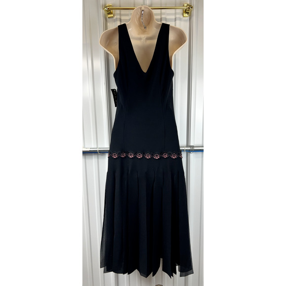 VINTAGE BLACK W/PINK V NECK‎ CAR WASH DRESS SIZE 10 Whimsigoth goth fairy grunge - Picture 1 of 15